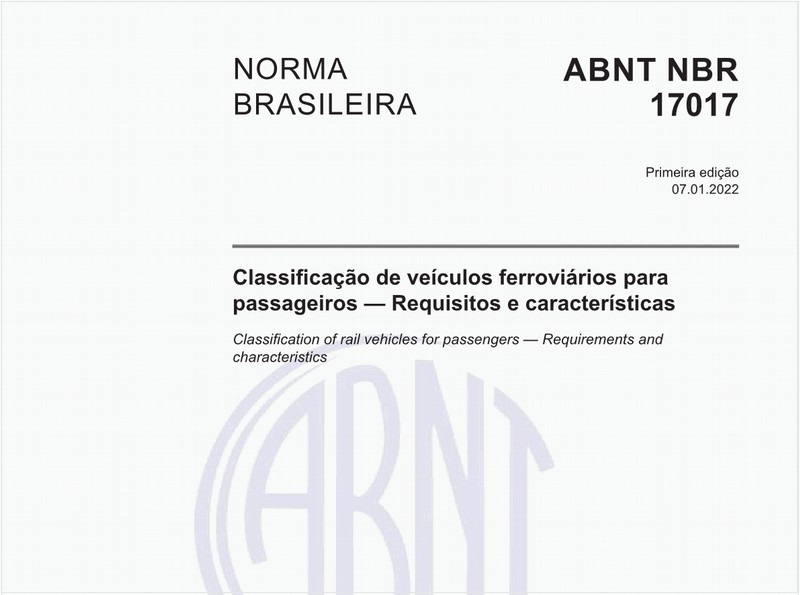 Classificação de veículos ferroviários para passageiros — Requisitos e características