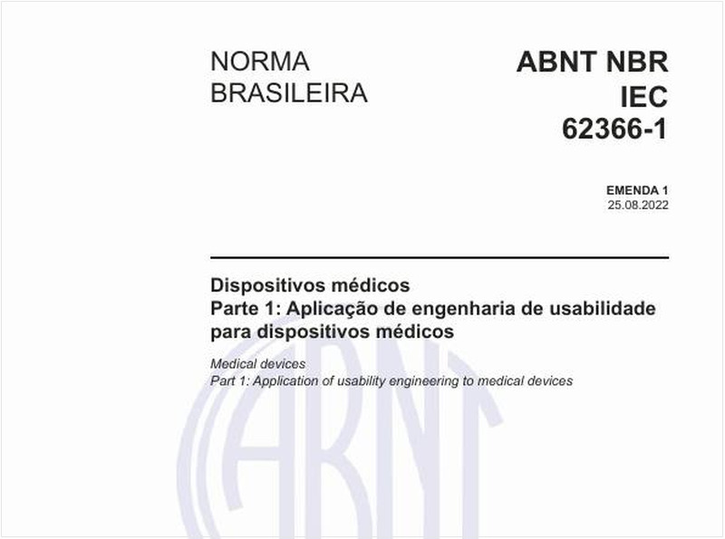 Dispositivos médicos - Parte 1: Aplicação de engenharia de usabilidade para dispositivos médicos
