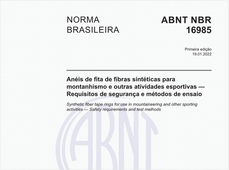 Anéis de fita de fibras sintéticas para montanhismo e outras atividades esportivas — Requisitos de segurança e métodos de ensaio