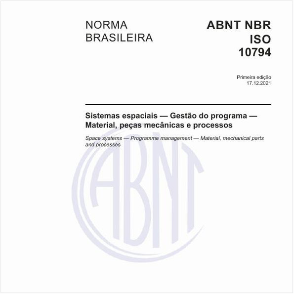 Sistemas espaciais — Gestão do programa — Material, peças mecânicas e processos