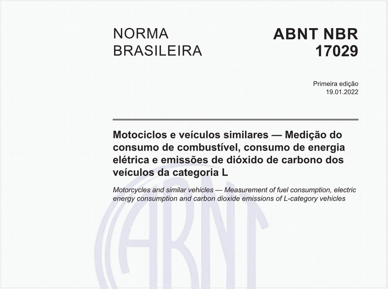 Motociclos e veículos similares — Medição do consumo de combustível, consumo de energia elétrica e emissões de dióxido de carbono dos veículos da categoria L