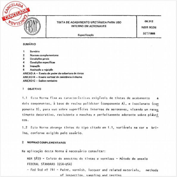 Tinta de acabamento uretânica para uso interno em aeronaves