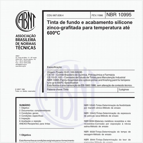 Tinta de fundo e acabamento silicone zinco-grafitada para temperatura até 600°C - Especificação