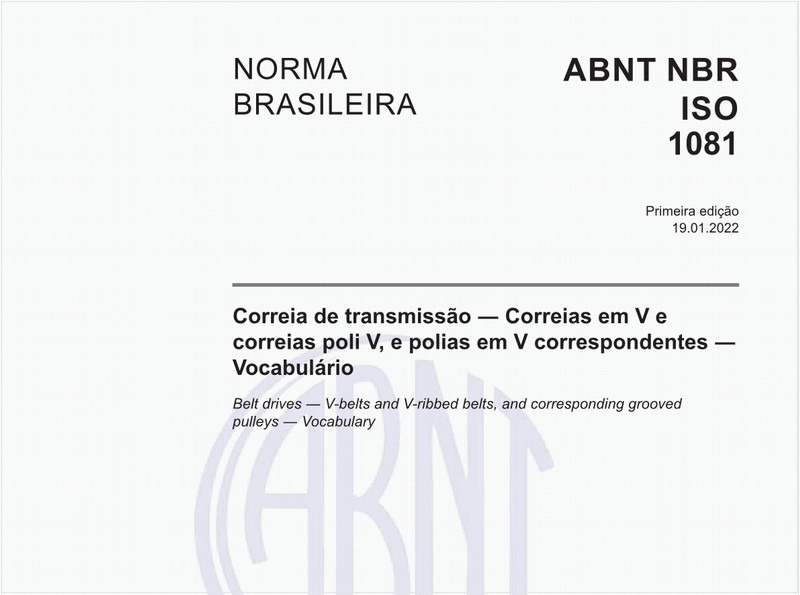 Correia de transmissão - Correias em V e correias poli V, e polias em V correspondentes - Vocabulário