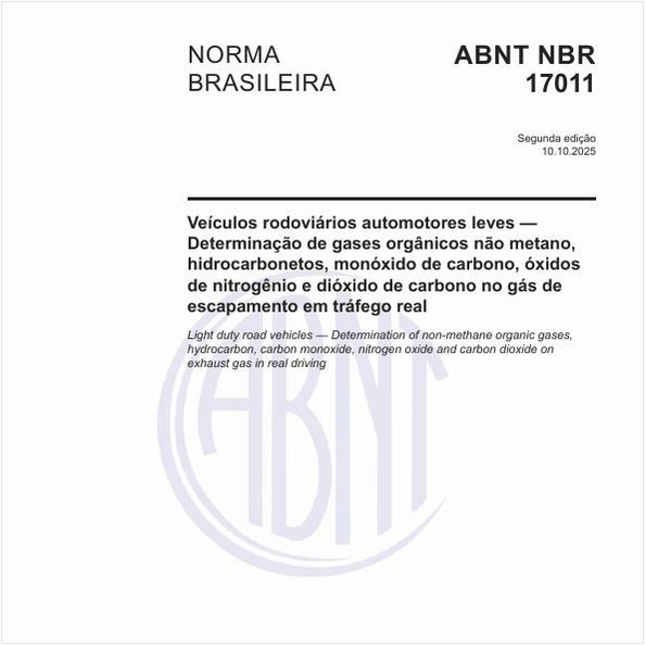 Veículos rodoviários automotores leves — Determinação de gases orgânicos não metano, hidrocarbonetos, monóxido de carbono, óxidos de nitrogênio e dióxido de carbono no gás de escapamento em tráfego real