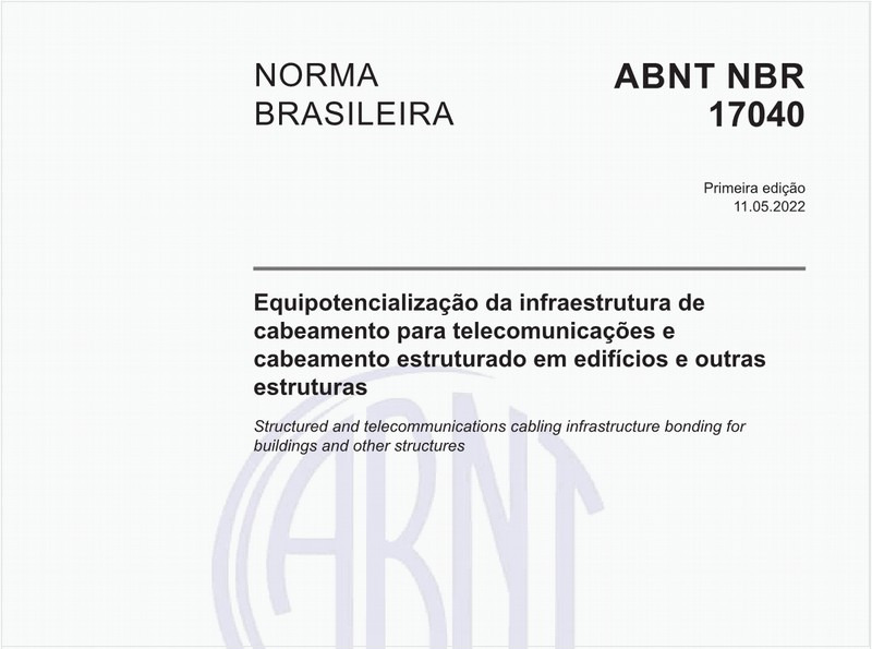 Equipotencialização da infraestrutura de cabeamento para telecomunicações e cabeamento estruturado em edifícios e outras estruturas - 