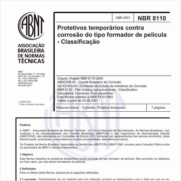 Protetivos temporários contra corrosão do tipo formador de película - Classificação