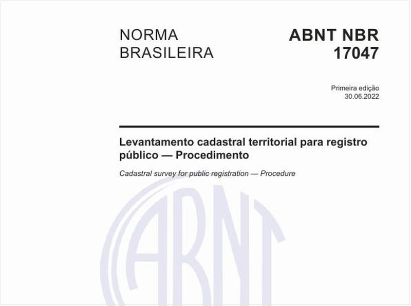 Levantamento cadastral territorial para registro público - Procedimento
