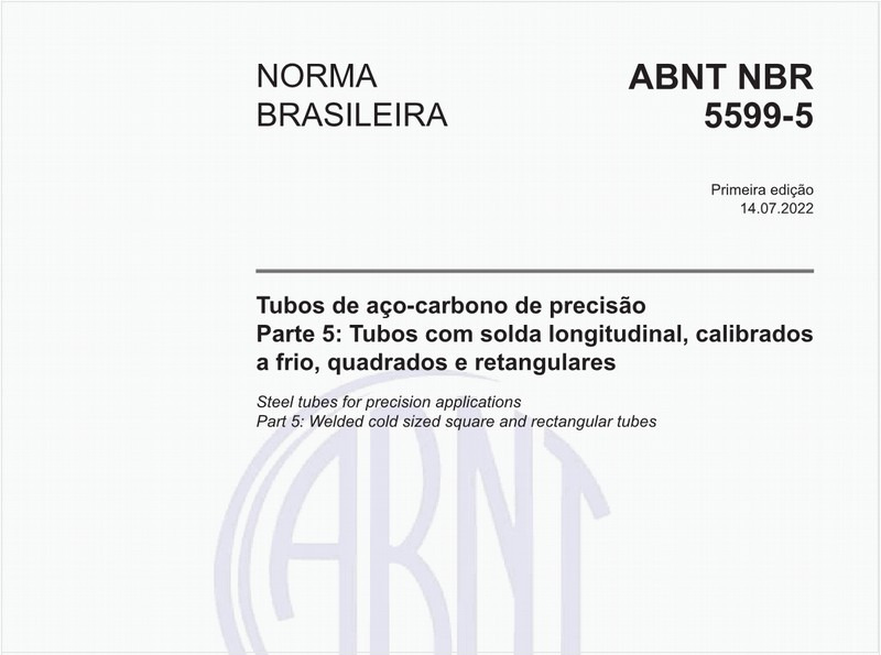 Tubos de aço-carbono de precisão - Parte 5: Tubos com solda longitudinal, calibrados a frio, quadrados e retangulares