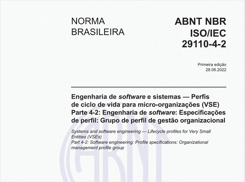 Engenharia de software e sistemas - Perfis de ciclo de vida para micro-organizações (VSE) - Parte 4-2: Engenharia de software: Especificações de perfil: Grupo de perfil de gestão organizacional