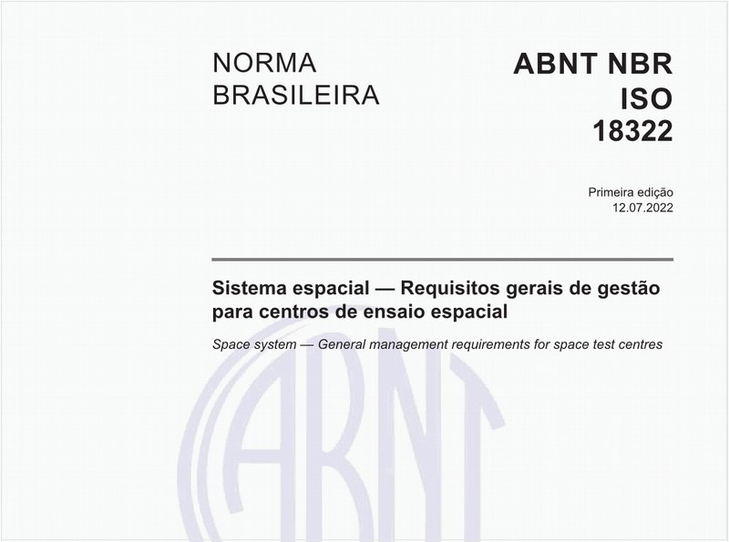 Sistema espacial - Requisitos gerais de gestão para centros de ensaio espacial