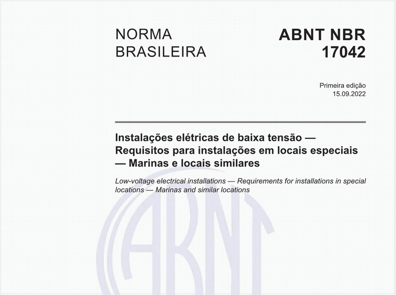 Instalações elétricas de baixa tensão - Requisitos para instalações em locais especiais - Marinas e locais similares