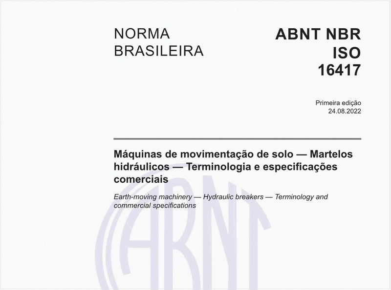 Máquinas de movimentação de solo - Martelos hidráulicos - Terminologia e especificações comerciais