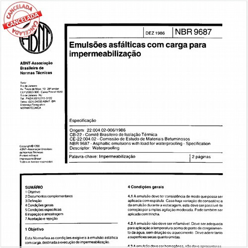 Emulsões asfálticas com carga para impermeabilização