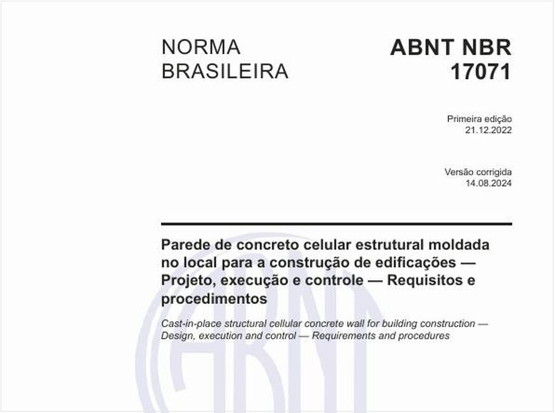 Parede de concreto celular estrutural moldada no local para a construção de edificações - Projeto, execução e controle - Requisitos e procedimentos