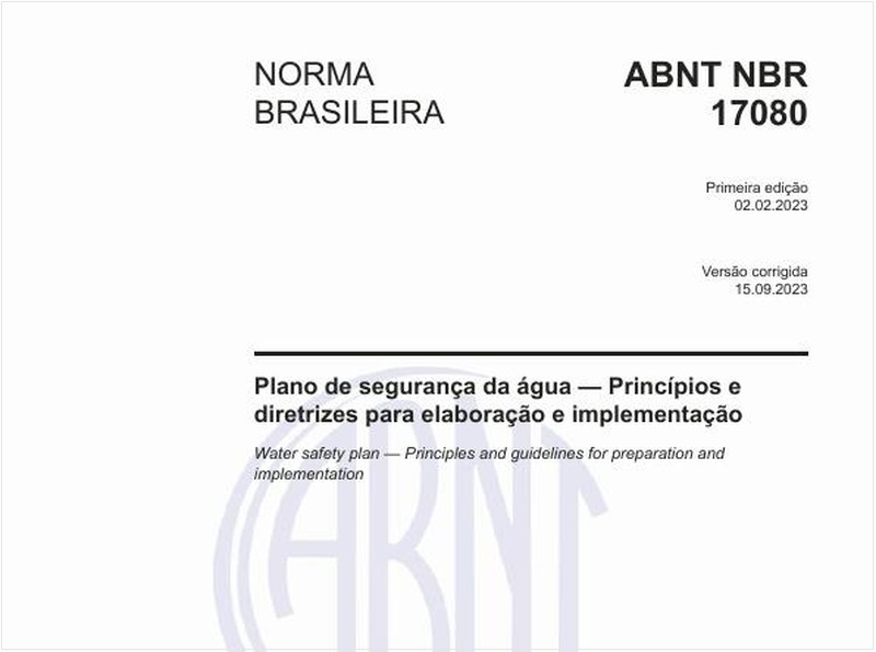 Plano de segurança da água — Princípios e diretrizes para elaboração e implementação