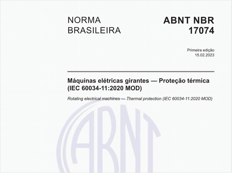 Máquinas elétricas girantes — Proteção térmica (IEC 60034-11:2020 MOD)