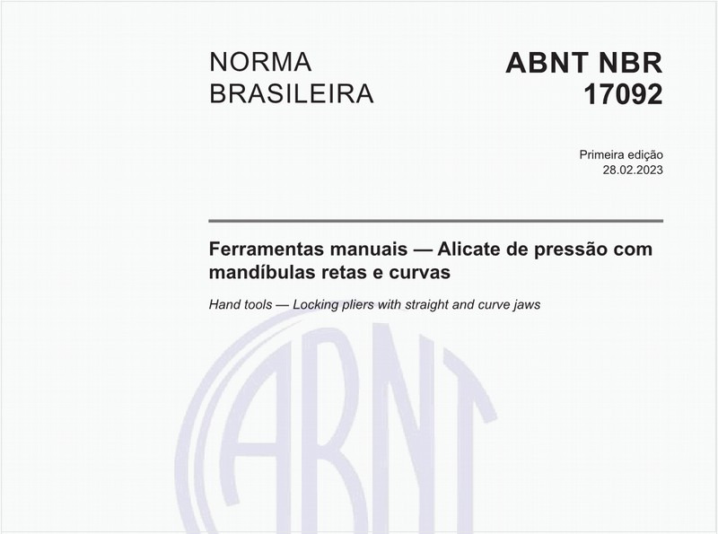 Ferramentas manuais — Alicate de pressão com mandíbulas retas e curvas