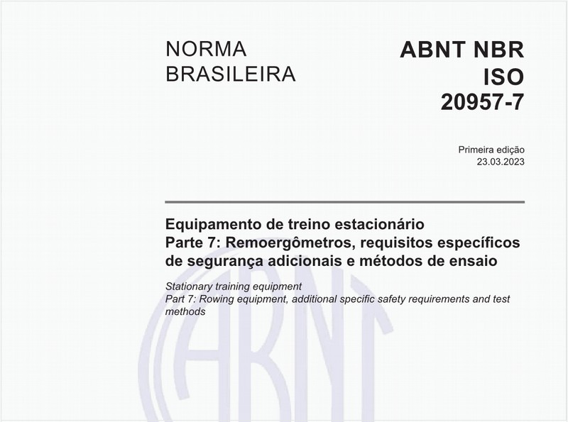 Equipamento de treino estacionário Parte 7: Remoergômetros, requisitos específicos de segurança adicionais e métodos de ensaio