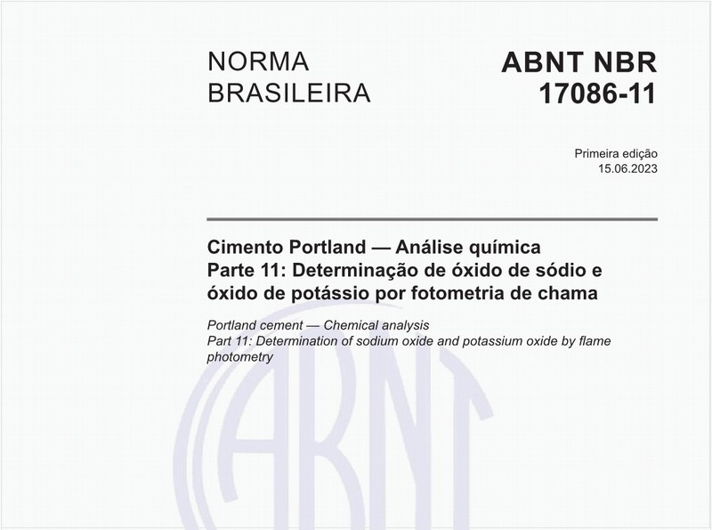 Cimento Portland — Análise química - Parte 11: Determinação de óxido de sódio e óxido de potássio por fotometria de chama