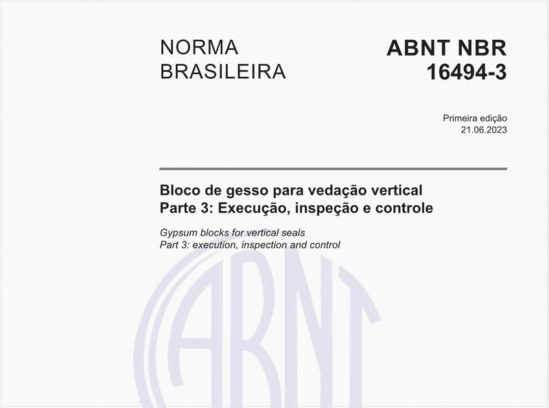 Bloco de gesso para vedação vertical - Parte 3: Execução, inspeção e controle