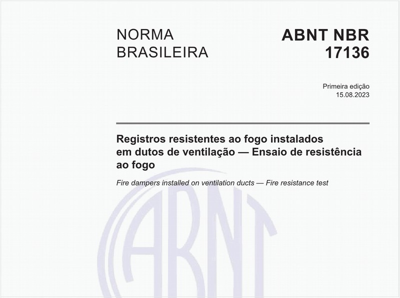 Registros resistentes ao fogo instalados em dutos de ventilação — Ensaio de resistência ao fogo