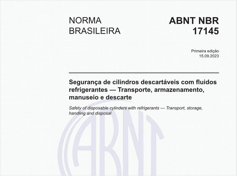 Segurança de cilindros descartáveis com fluidos refrigerantes — Transporte, armazenamento, manuseio e descarte