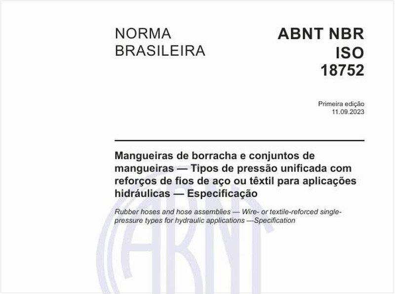 Mangueiras de borracha e conjuntos de mangueiras — Tipos de pressão unificada com reforços de fios de aço ou têxtil para aplicações hidráulicas — Especificação