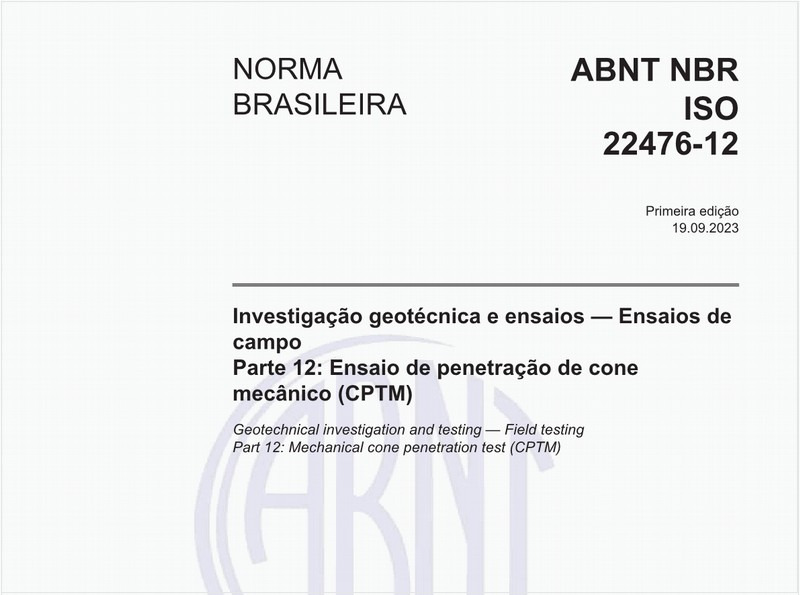 Investigação geotécnica e ensaios — Ensaios de campo - Parte 12: Ensaio de penetração de cone mecânico (CPTM)