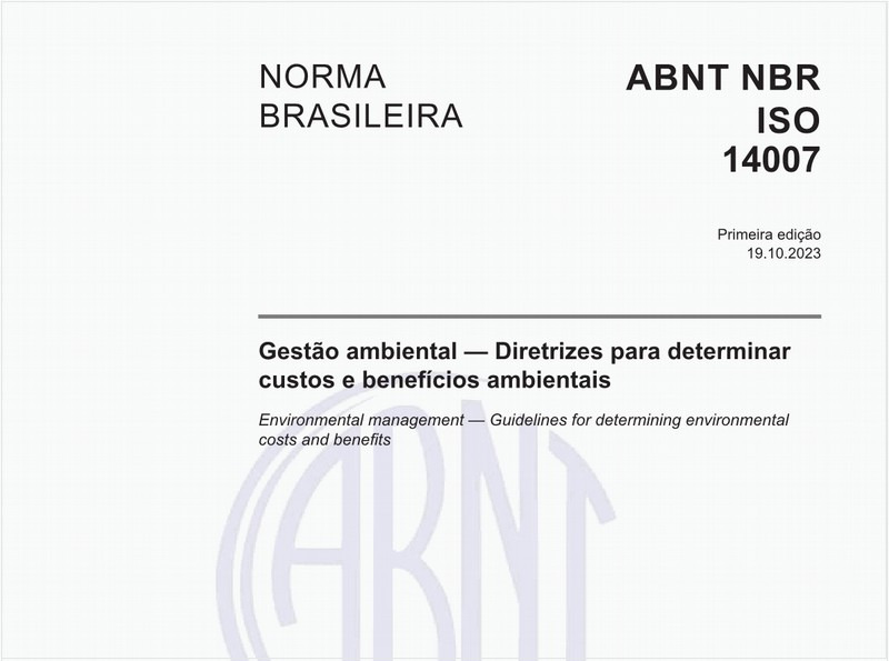 Gestão ambiental — Diretrizes para determinar custos e benefícios ambientais