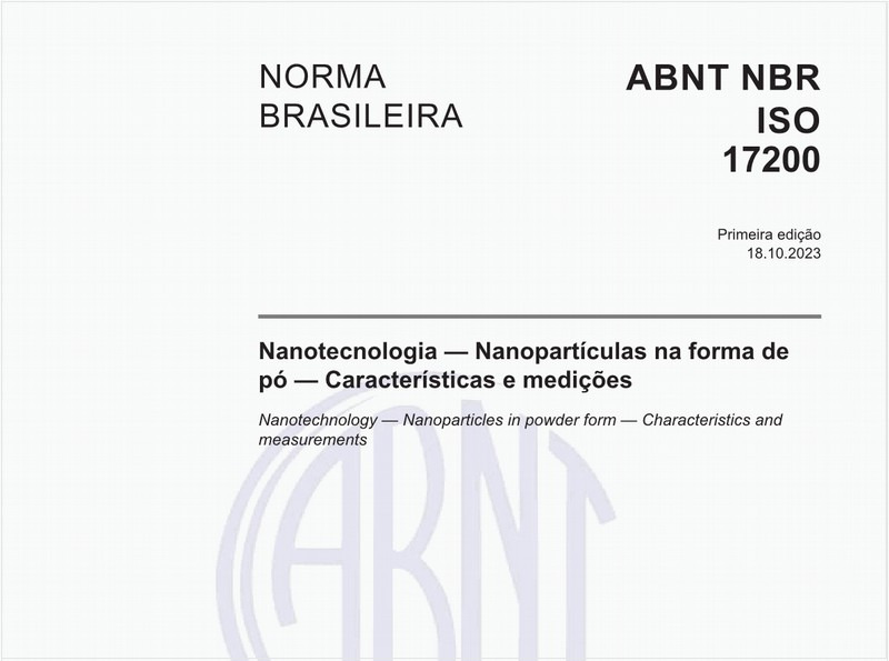 Nanotecnologia — Nanopartículas na forma de pó — Características e medições