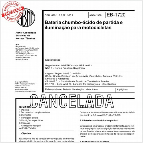 Bateria chumbo-ácido de partida e iluminação para motocicletas
