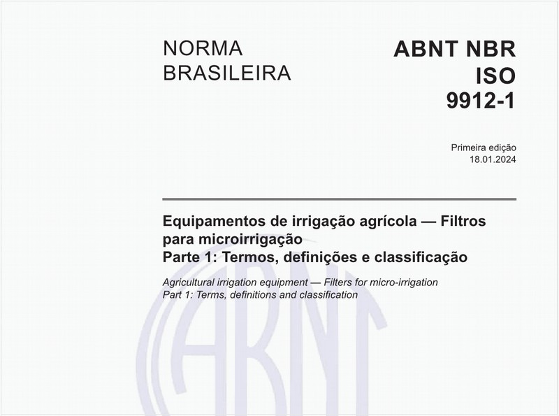 Equipamentos de irrigação agrícola — Filtros para microirrigação Parte 1: Termos, definições e classificação