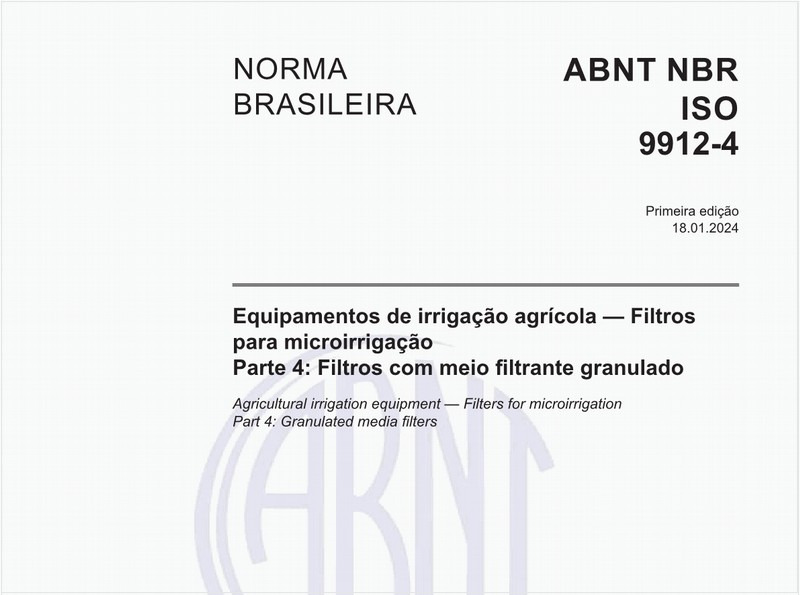 Equipamentos de irrigação agrícola — Filtros para microirrigação Parte 4: Filtros com meio filtrante granulado