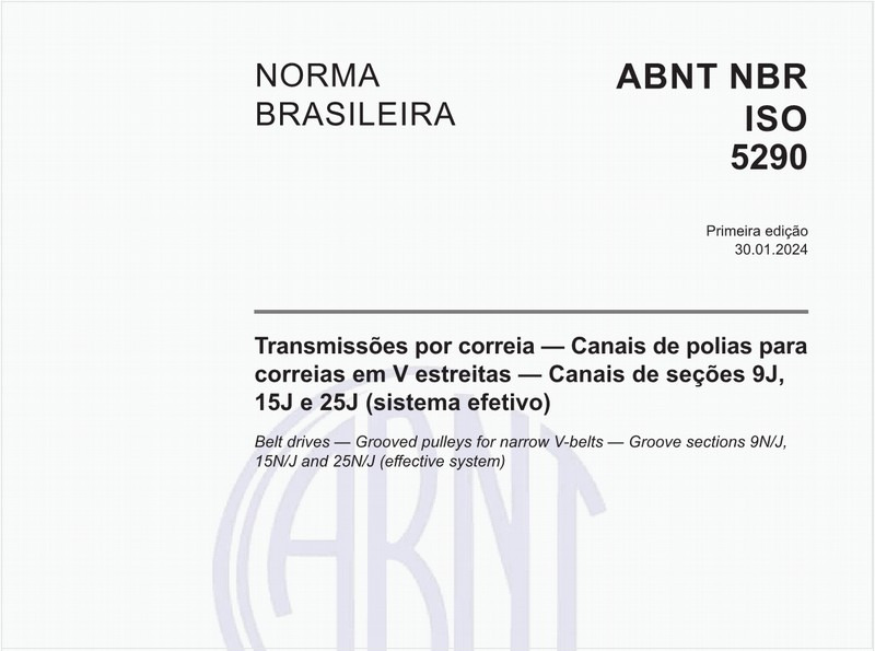 Transmissões por correia — Canais de polias para correias em V estreitas — Canais de seções 9J, 15J e 25J (sistema efetivo)