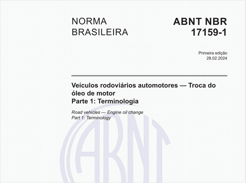 Veículos rodoviários automotores — Troca do óleo de motor - Parte 1: Terminologia