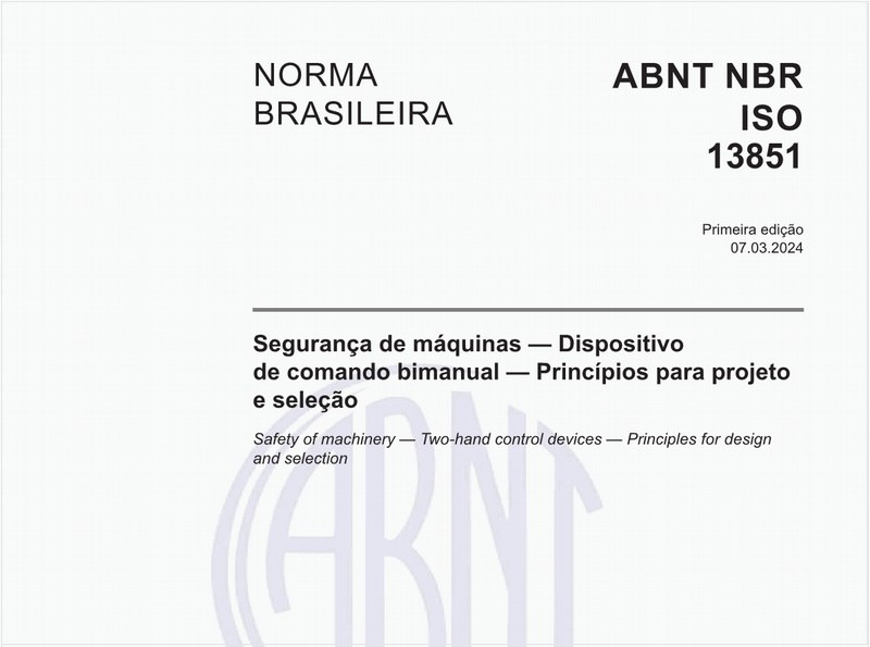 Segurança de máquinas — Dispositivo de comando bimanual — Princípios para projeto e seleção