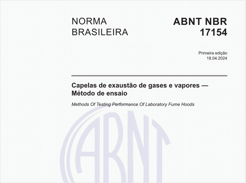 Capelas de exaustão de gases e vapores — Método de ensaio