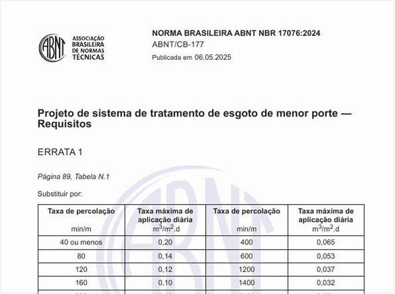 Projeto de sistema de tratamento de esgoto de menor porte — Requisitos