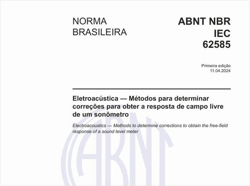 Eletroacústica — Métodos para determinar correções para obter a resposta de campo livre de um sonômetro