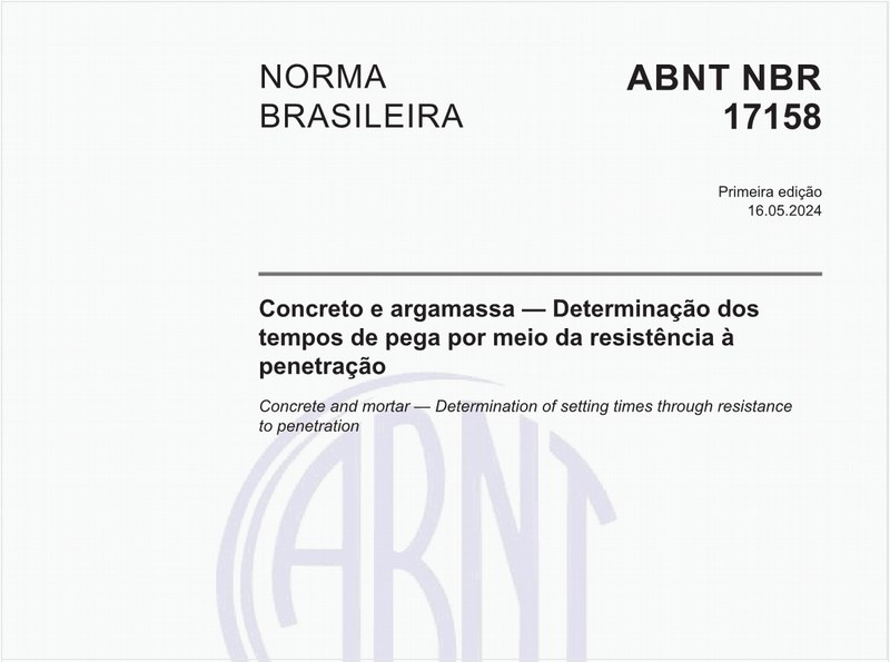 Concreto e argamassa — Determinação dos tempos de pega por meio da resistência à penetração