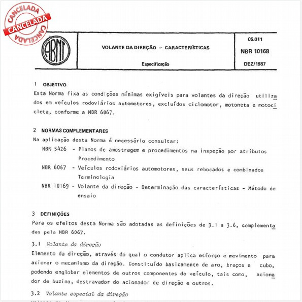 Volante da direção - Características