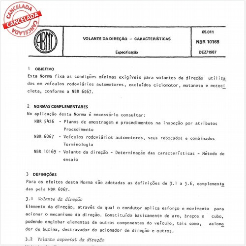 Volante da direção - Características