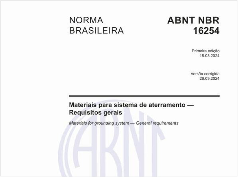 Materiais para sistema de aterramento — Requisitos gerais
