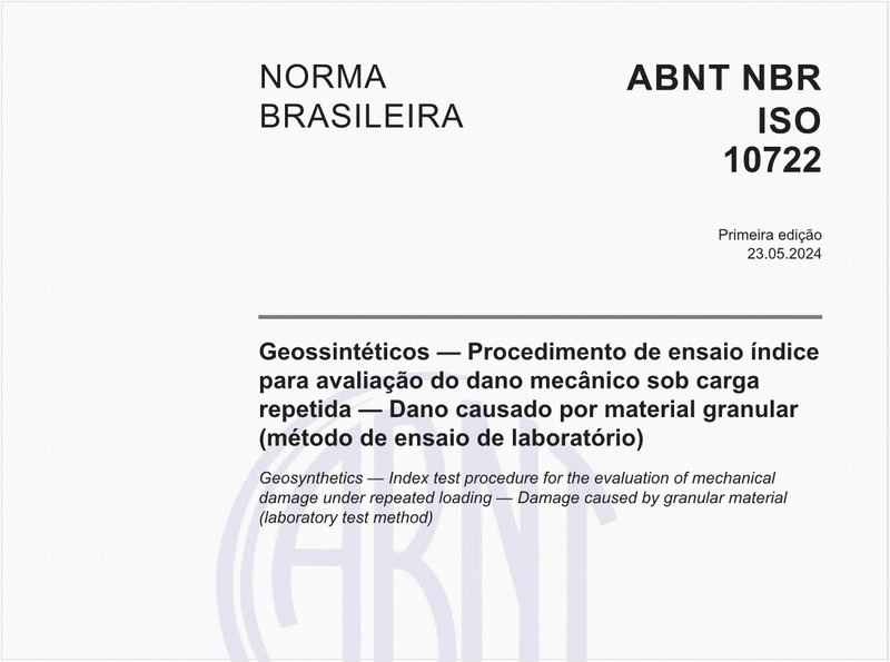 Geossintéticos — Procedimento de ensaio índice para avaliação do dano mecânico sob carga repetida — Dano causado por material granular (método de ensaio de laboratório)