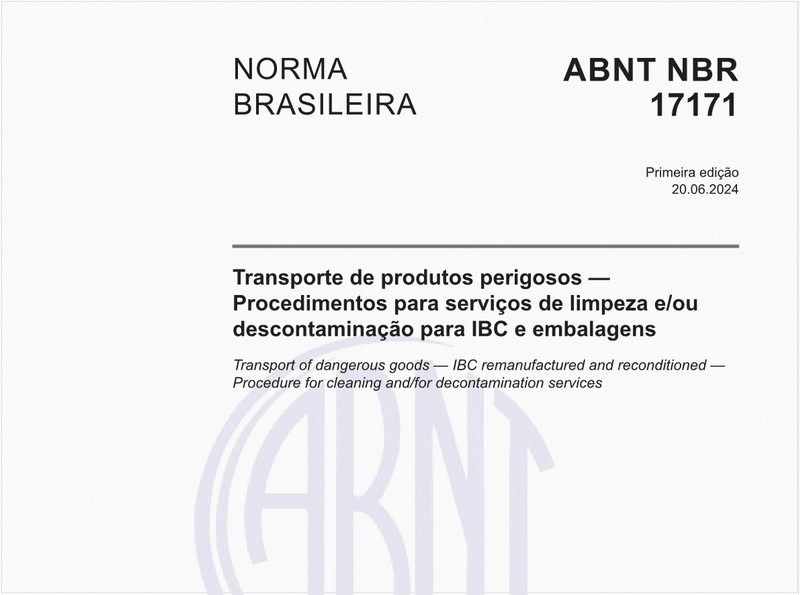 Transporte de produtos perigosos — Procedimentos para serviços de limpeza e/ou descontaminação para IBC e embalagens