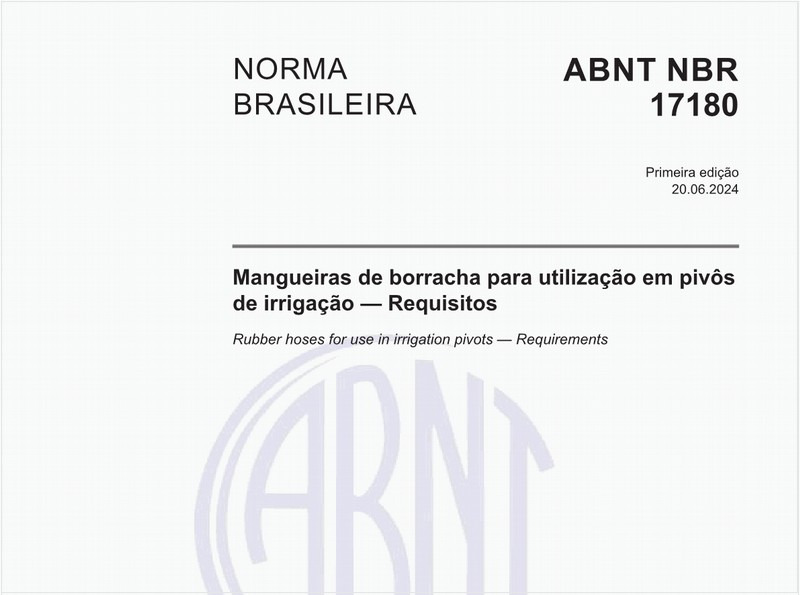 Mangueiras de borracha para utilização em pivôs de irrigação — Requisitos