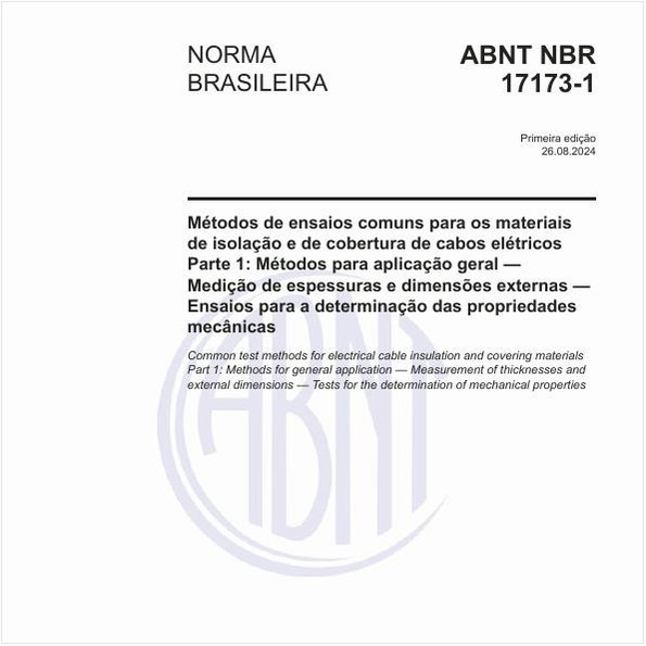 Métodos de ensaios comuns para os materiais de isolação e de cobertura de cabos elétricos - Parte 1: Métodos para aplicação geral — Medição de espessuras e dimensões externas — Ensaios para a determinação das propriedades mecânicas