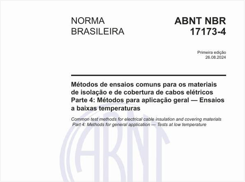 Métodos de ensaios comuns para os materiais de isolação e de cobertura de cabos elétricos - Parte 4: Métodos para aplicação geral — Ensaios a baixas temperaturas