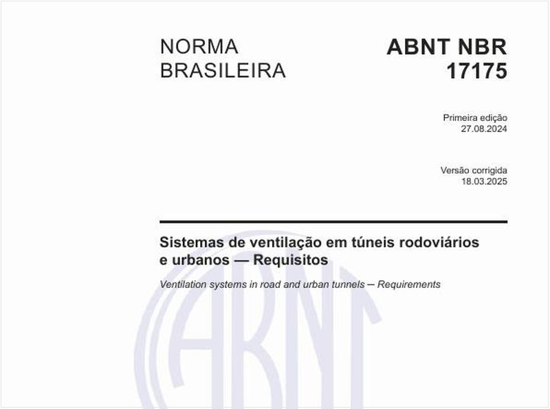 Sistemas de ventilação em túneis rodoviários e urbanos — Requisitos